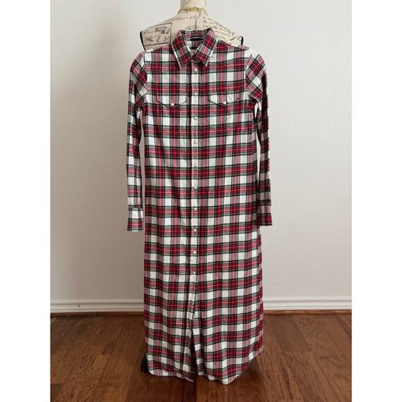 B61 R13 Cowboy Shirt Dress Women XS Twilight Bella Swan Grunge Plaid Y2K Western - Picture 4 of 9